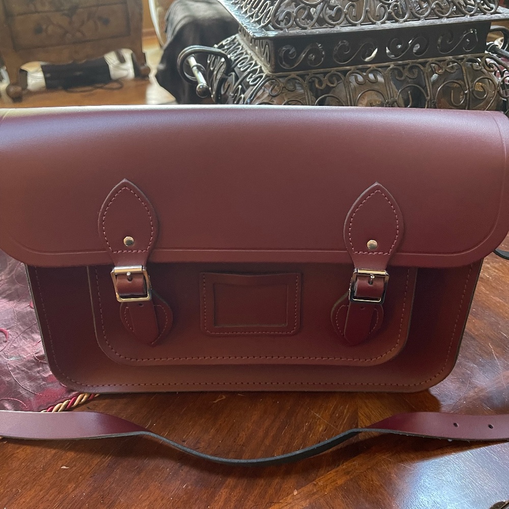 Cambridge Satchel 14 Inch Oxblood Magnetic Closure